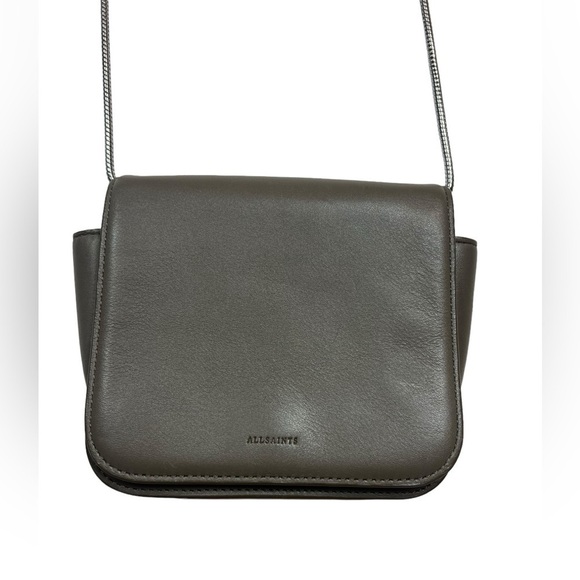 All Saints Arc Small Crossbody Purse in Mink Grey - Picture 5 of 14